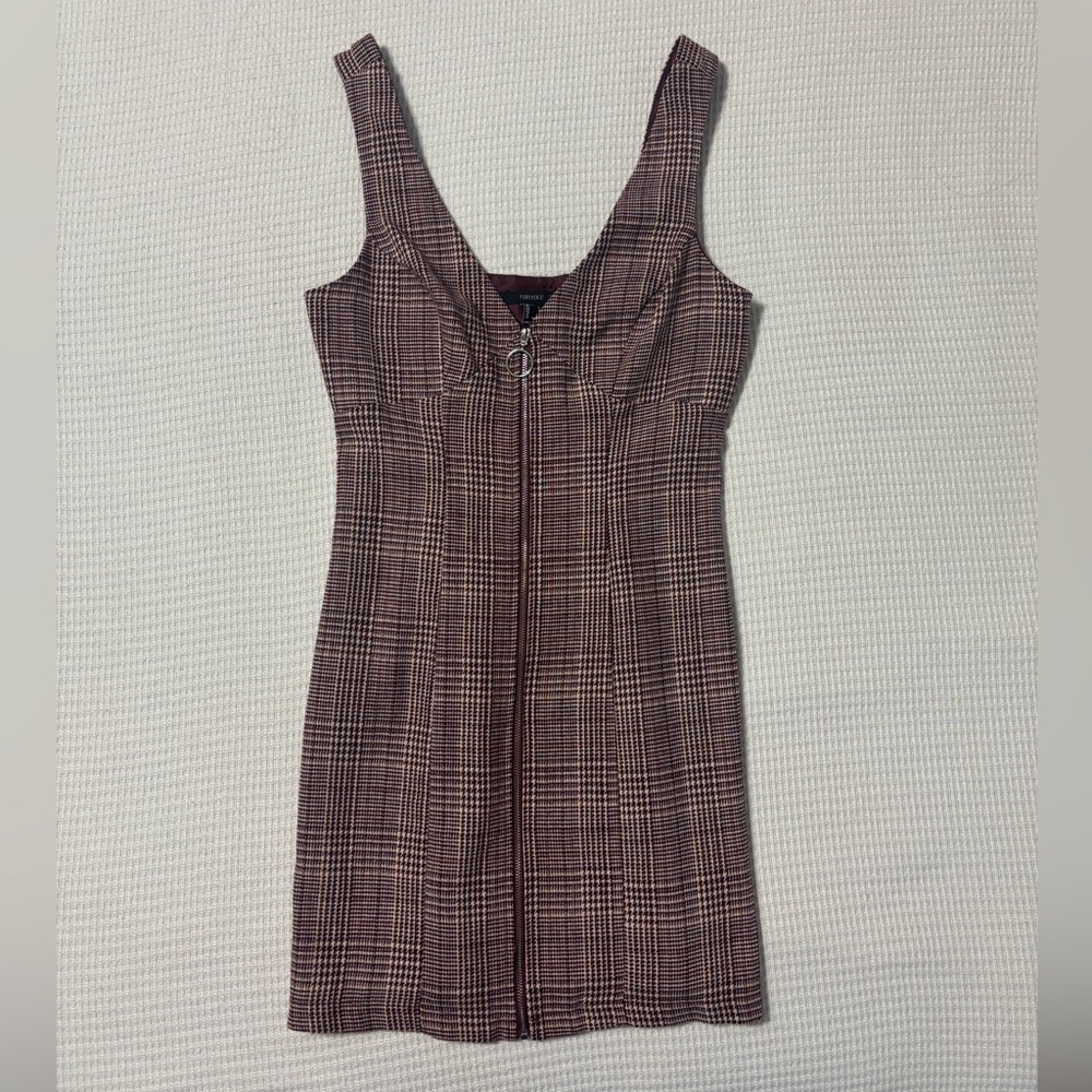 Plaid Zip-Front Sleeveless Dress
